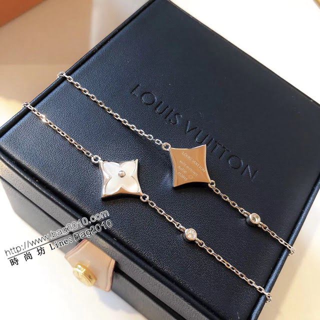Louis Vuitton純銀飾品 路易威登四葉草瑪瑙貝母手鏈 LV單花單鑽手鏈  zglv2170